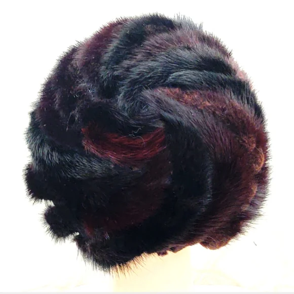 Mod Vintage 1960's Swirled Mink Beret Hat Chapeaux - Picture 2 of 8